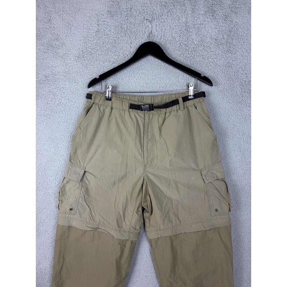 REI Convertible Hiking Pants Mens 34x29 Beige Nylon Cargo Zip Off Belted Outdoor